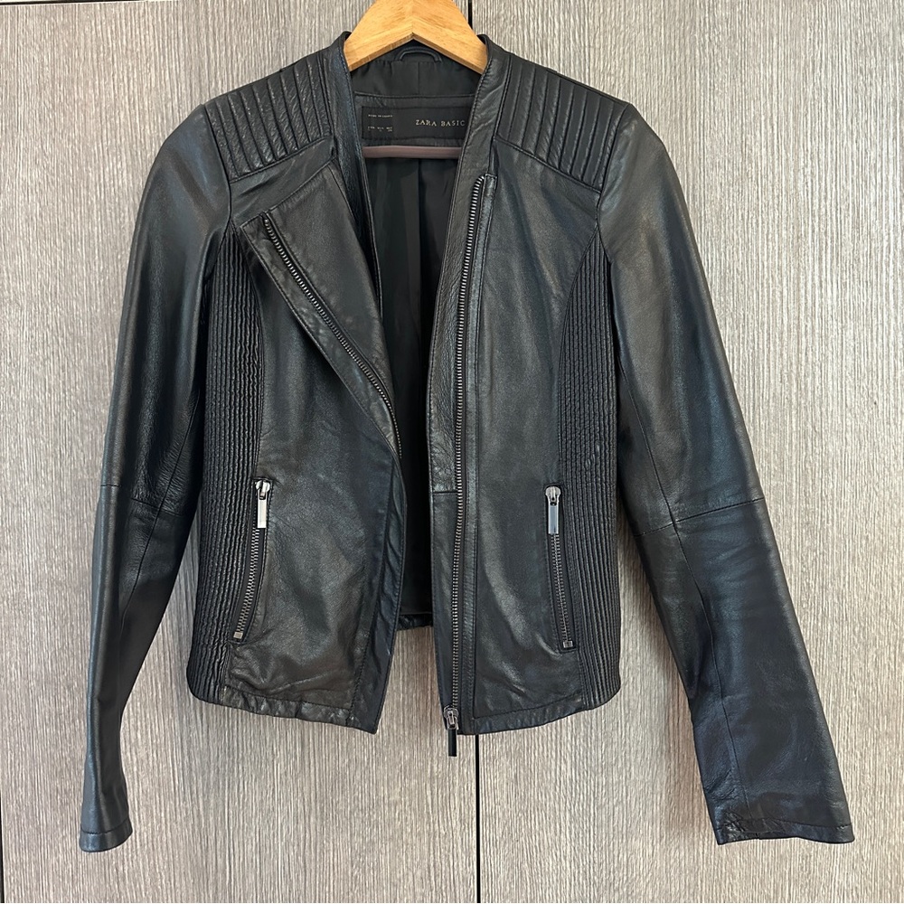 Zara genuine leather jacket
